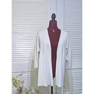 Eileen Fisher Women's Beige Open Front Cardigan 3/4 Sleeves Size Large 2621